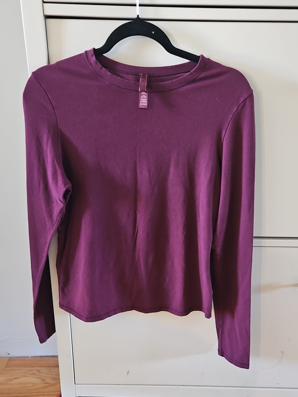 SKIMS Long Sleeve Crewneck Top in Plum Size XL